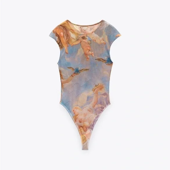 ZARA Printed Tulle Bodysuit - Picture 11 of 11
